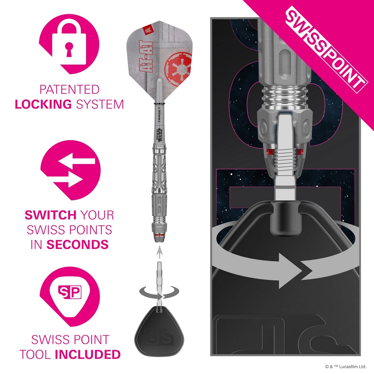 Target Darts Star Wars AT-AT 90% SP Steel Tip Darts 23 grams